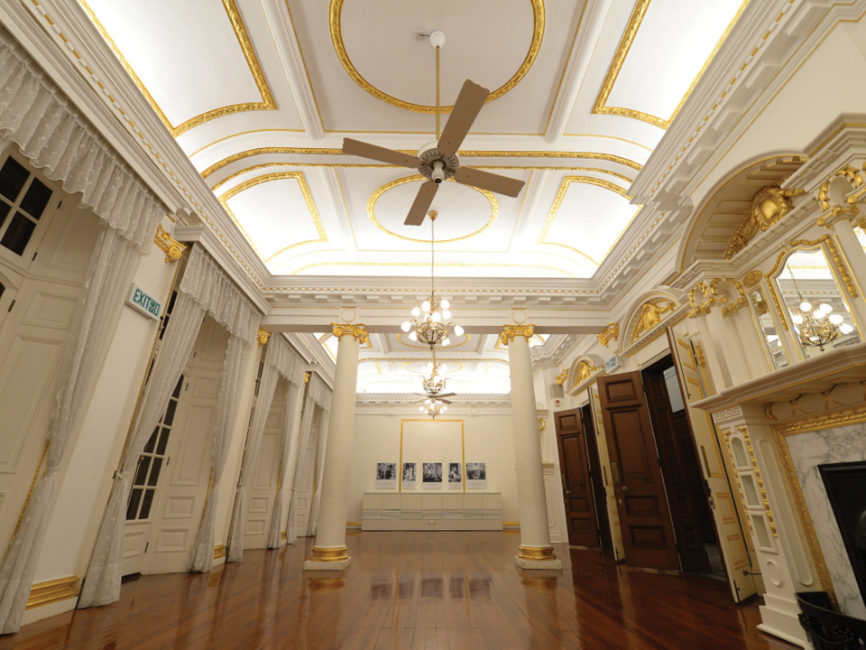 White and gold interior of the Dr Sun Yat-sen Museum.