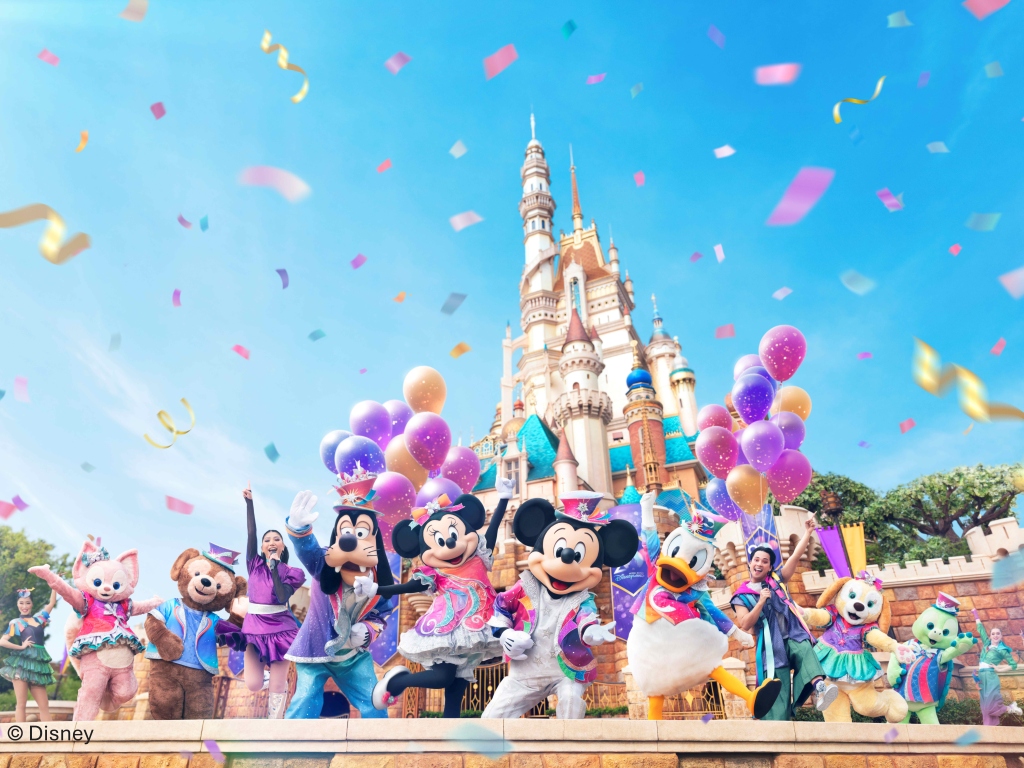 Mickey and friends in front of the Castle of Magical Dreams