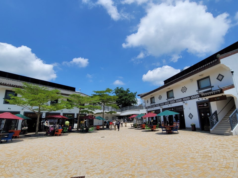 The main square of Ngong Ping Village.