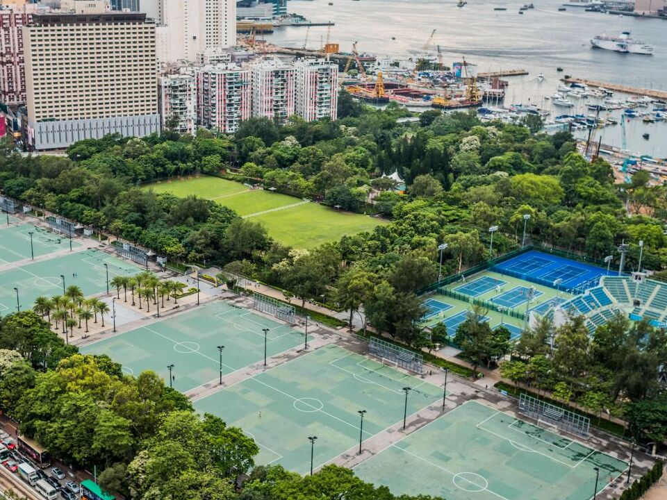 An aerial view of Victoria Park.