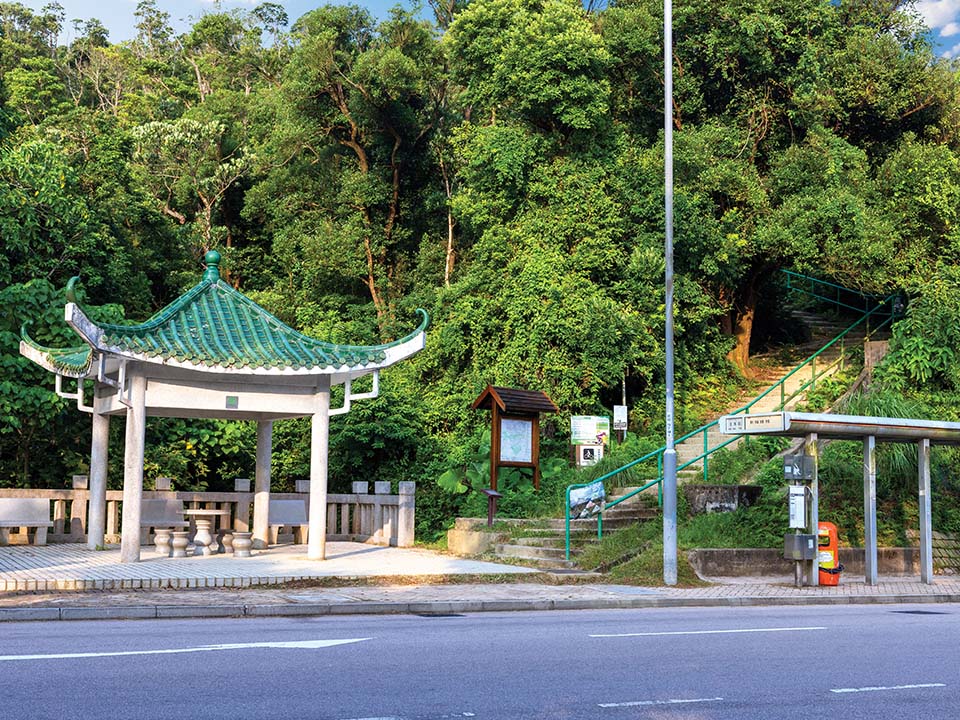 Start your hike from the set of steps beside the shelter