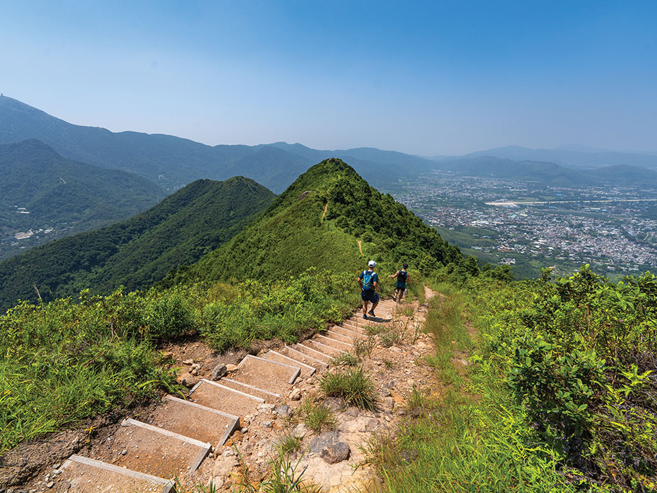 Take the steps down the steep hill