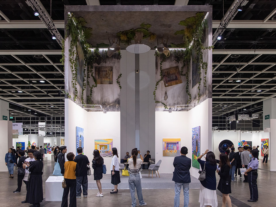 Diverse artwork displayed at Art Basel Hong Kong, featuring international and Asian artists.