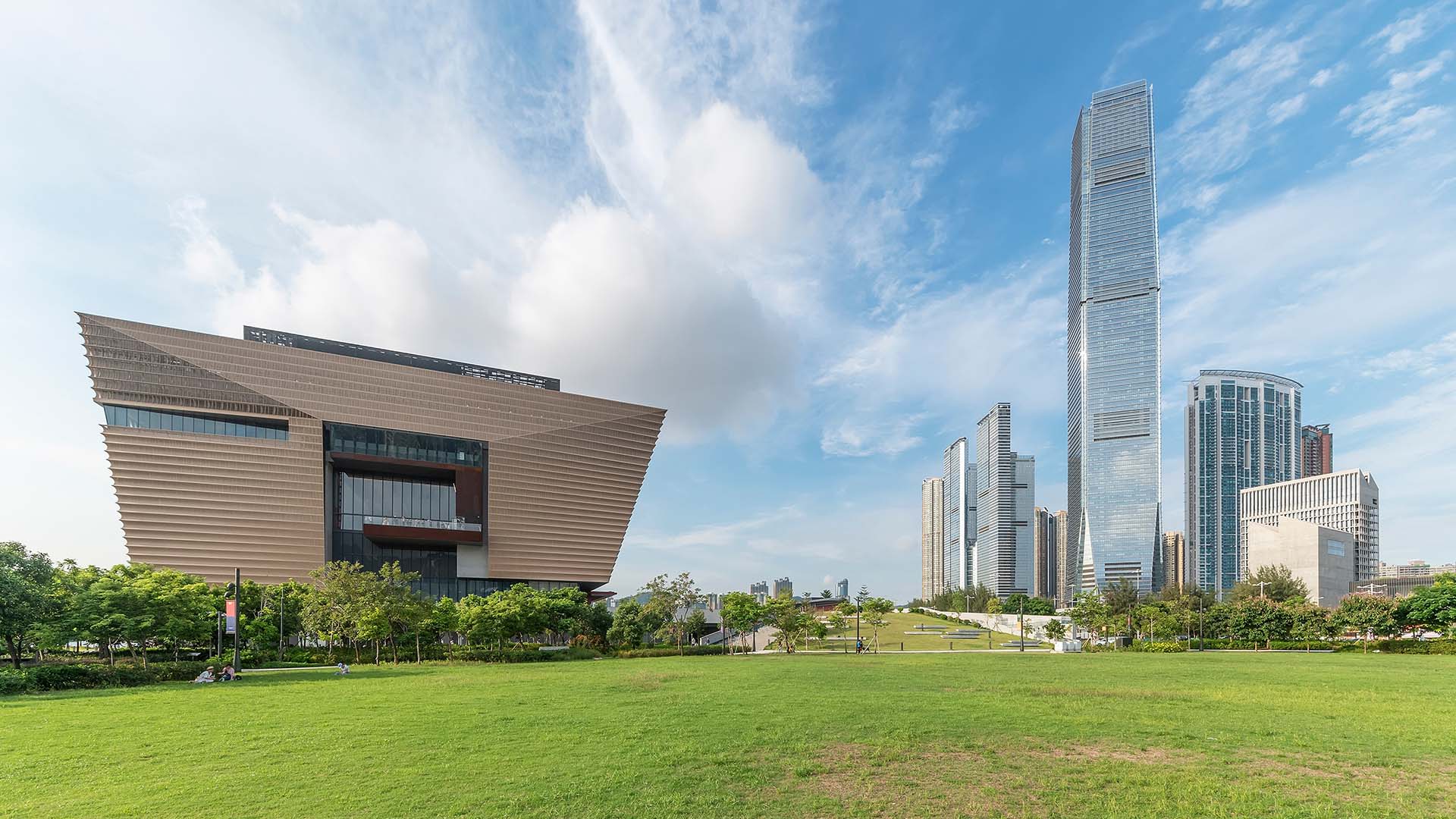 Expansive lawn near Hong Kong Palace Museum