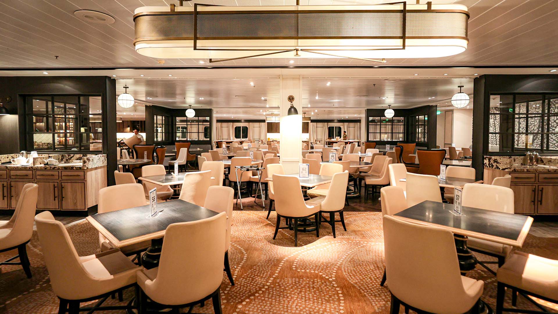 Star Voyager restaurant with black and white interiors.