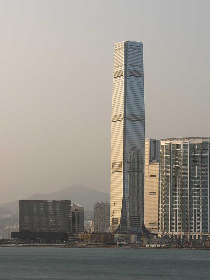 The International Commerce Centre (ICC) stands at the western edge of Victoria Harbour