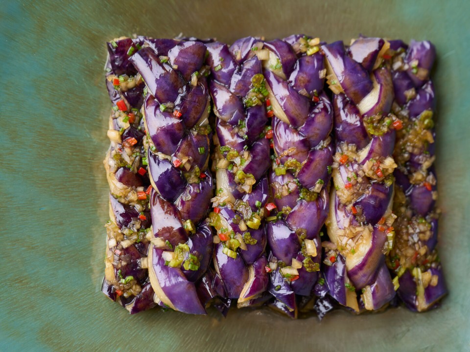 Smoked eggplant with housemade sour sauce from WING.