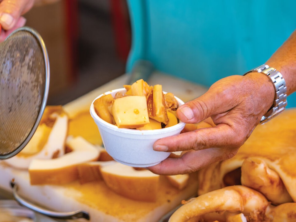 A Tai O street snack being prepared.