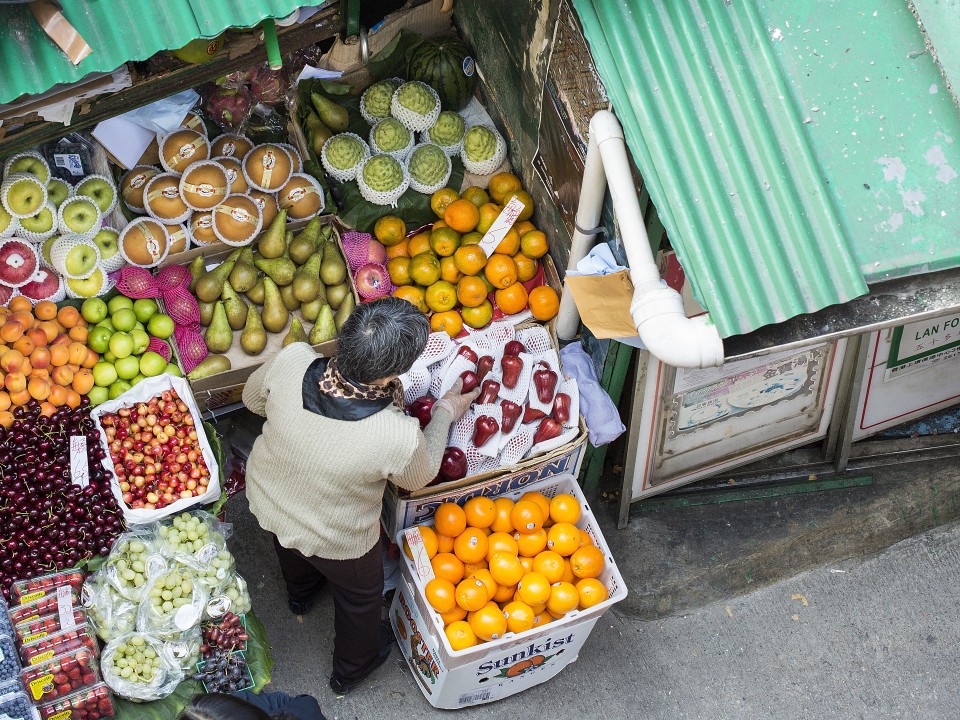 Fruit stall at one of Hong Kong’s wet markets.