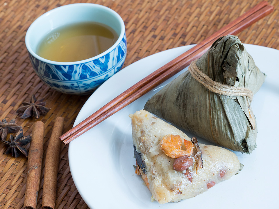 Hakka-style zongzi is packed with shallot, dried mushrooms, dried baby shrimps and minced pork