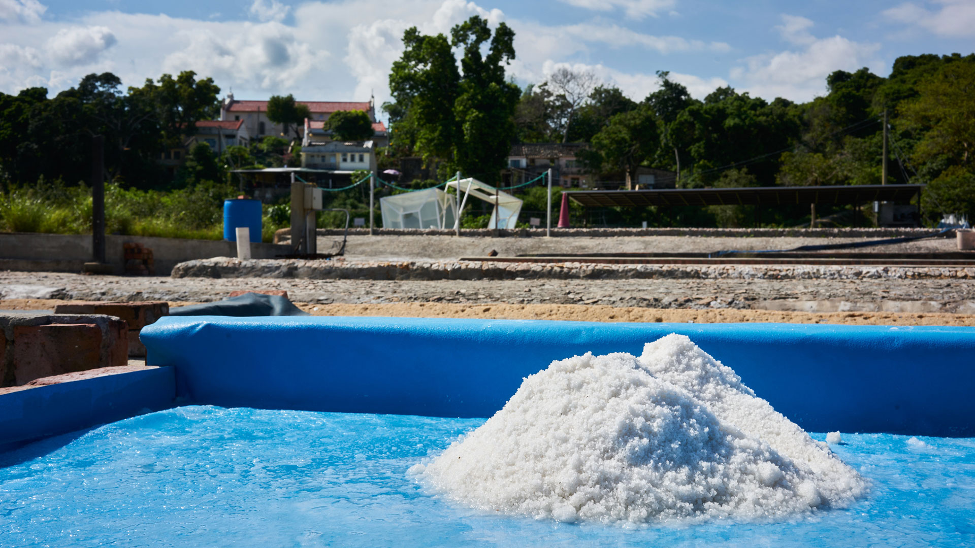 Pile of salt on salt pan of Yim Tin Tsai