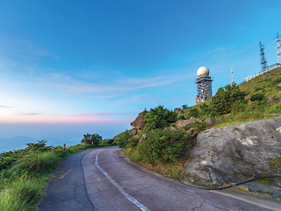 Hiking Trail beside Tai Mo Shan Weather Radar at dusk