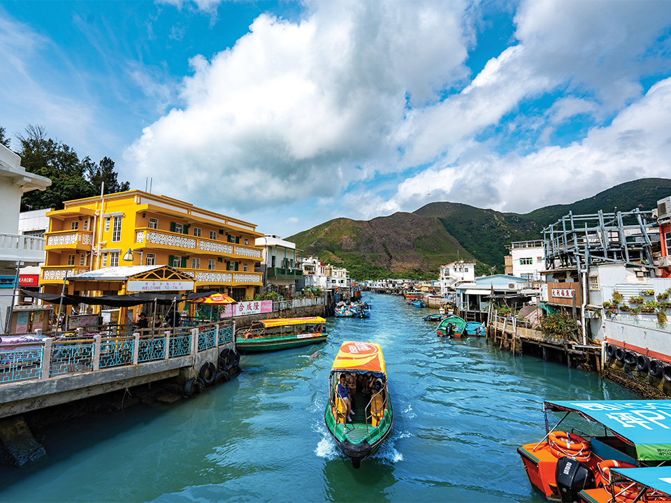 The pedestrian bridge in Tai O, showcasing the village's canals