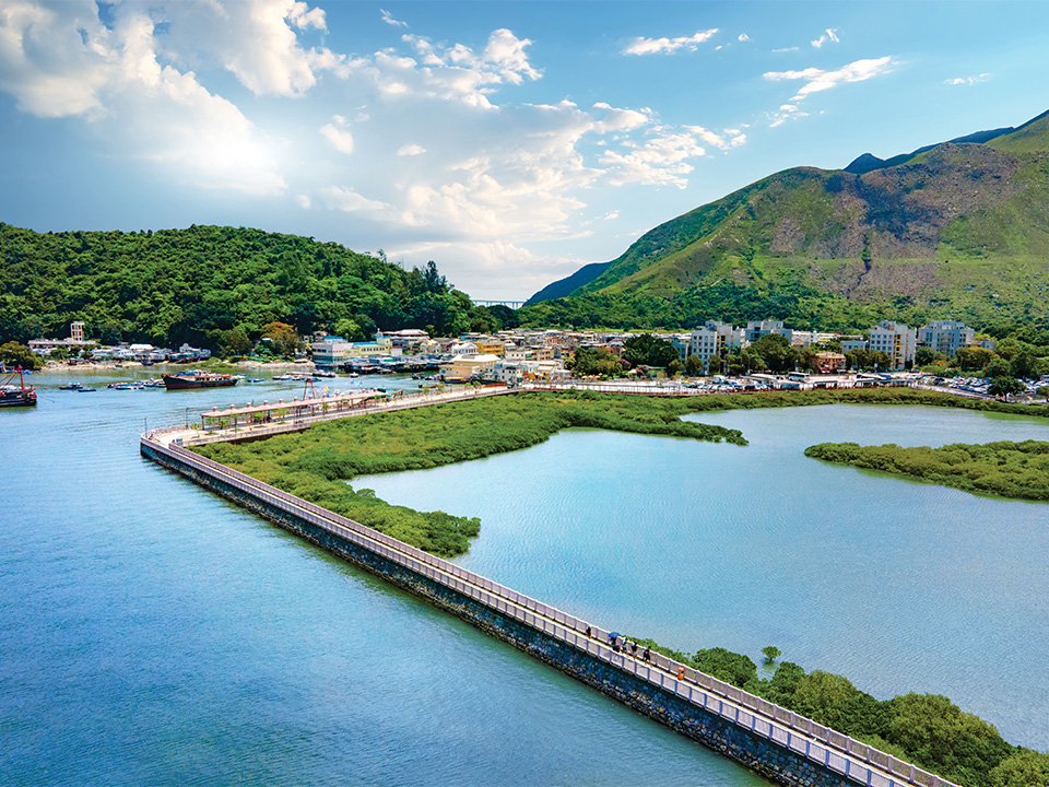 Een panoramafoto van de Tai O Promenade