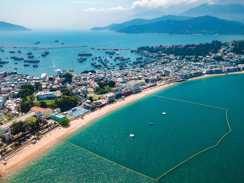 Vue globale de la plage de Tung Wan à Cheung Chau