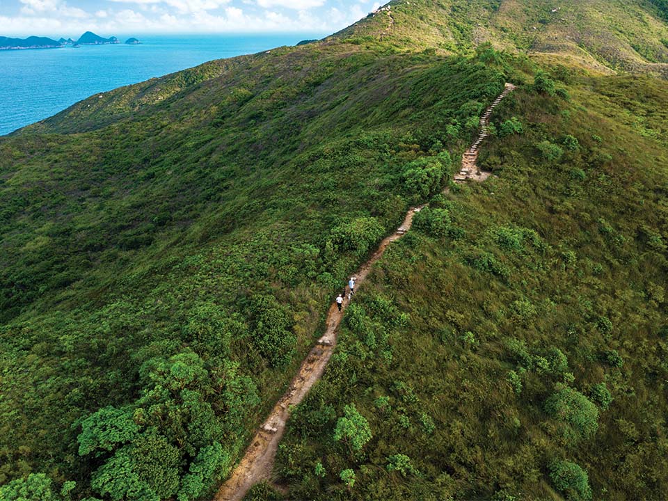 Vue aérienne du sentier de Lung Ha Wan