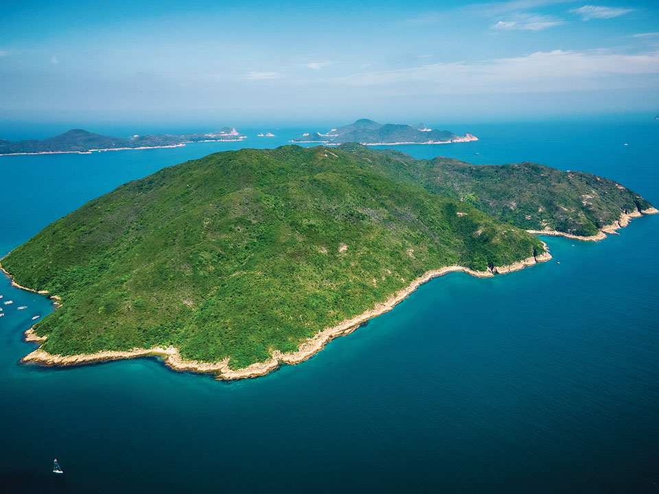 Uitzicht op Jin Eiland vanaf Kau Sai Chau