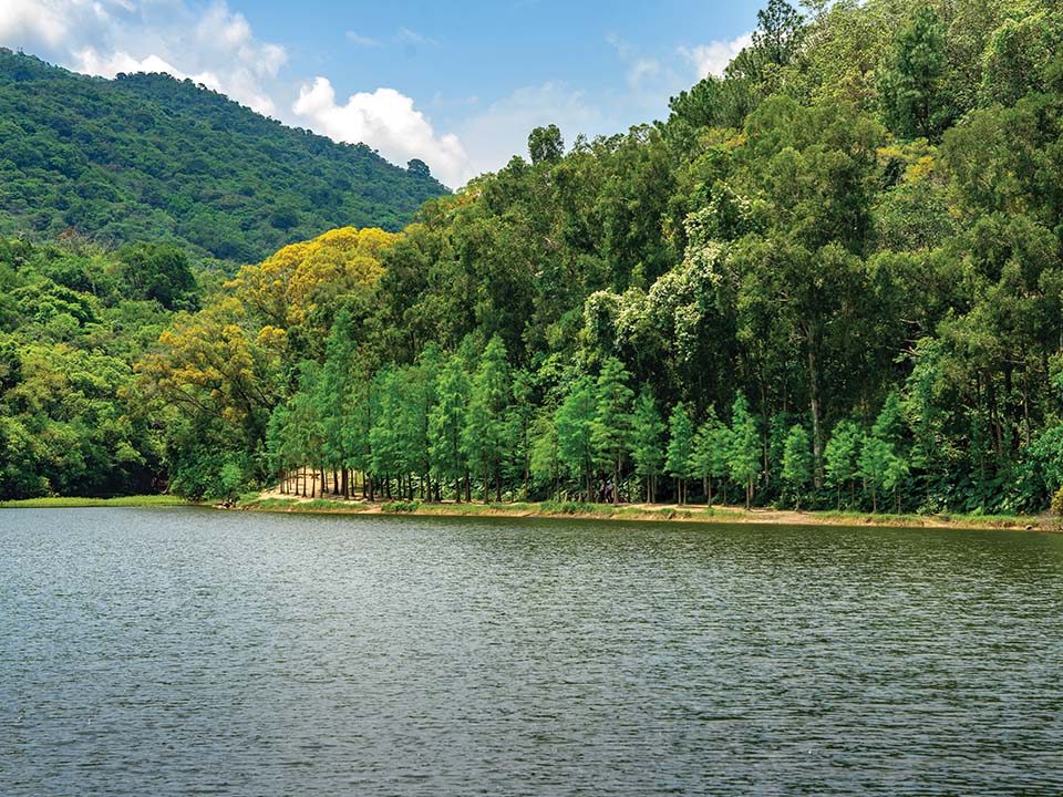 流水響水塘（Lau Shui Heung Reservoir）の天空の鏡