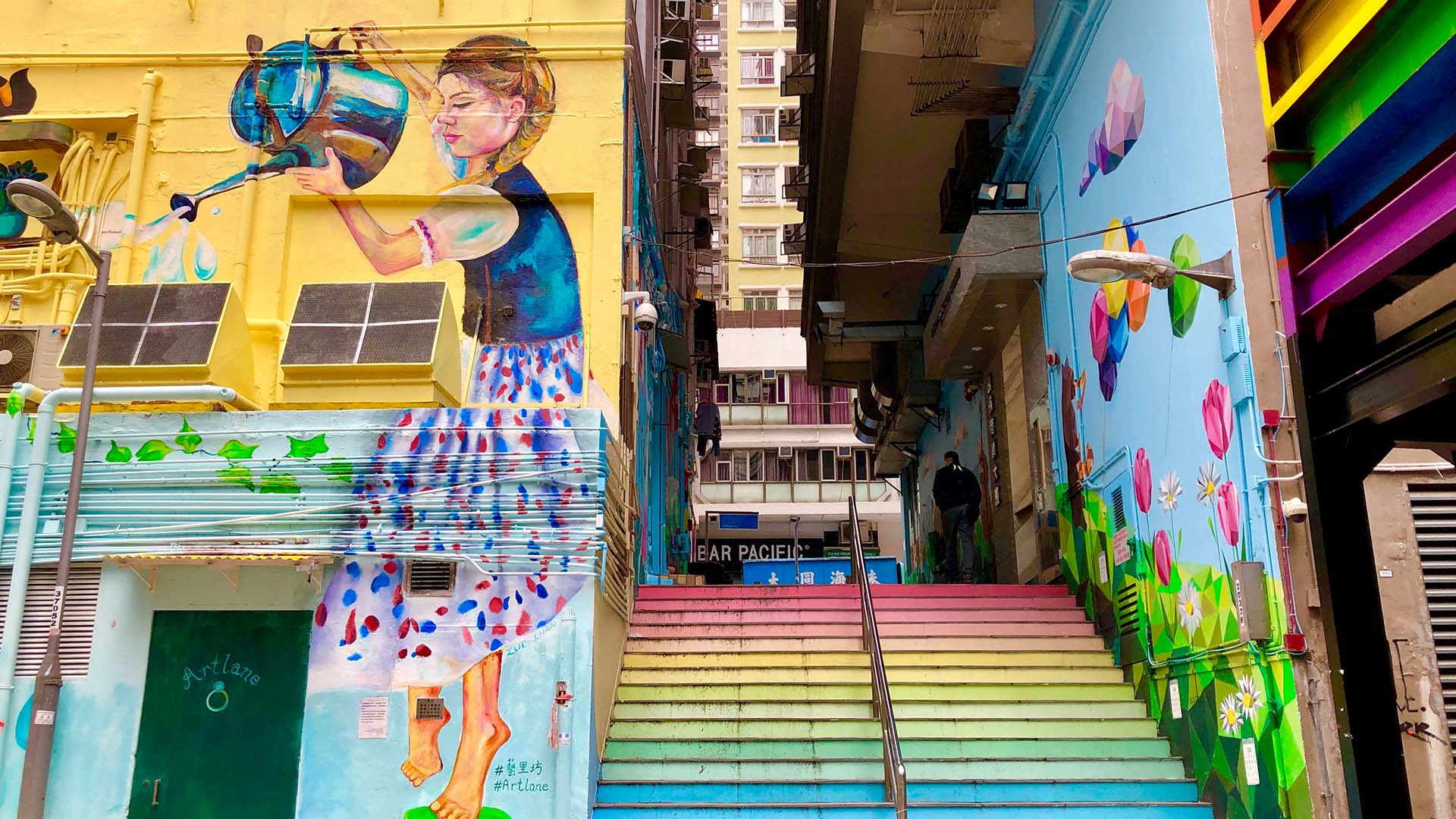 The vibrant murals at ARTLANE in Sai Ying Pun