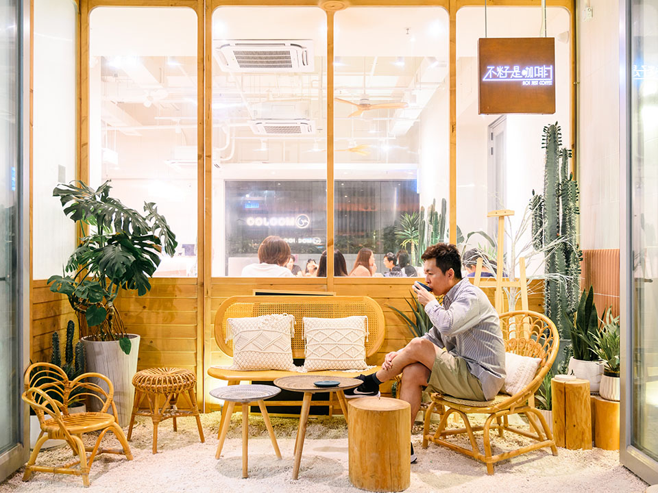 The outdoor seating at Not Just Coffee