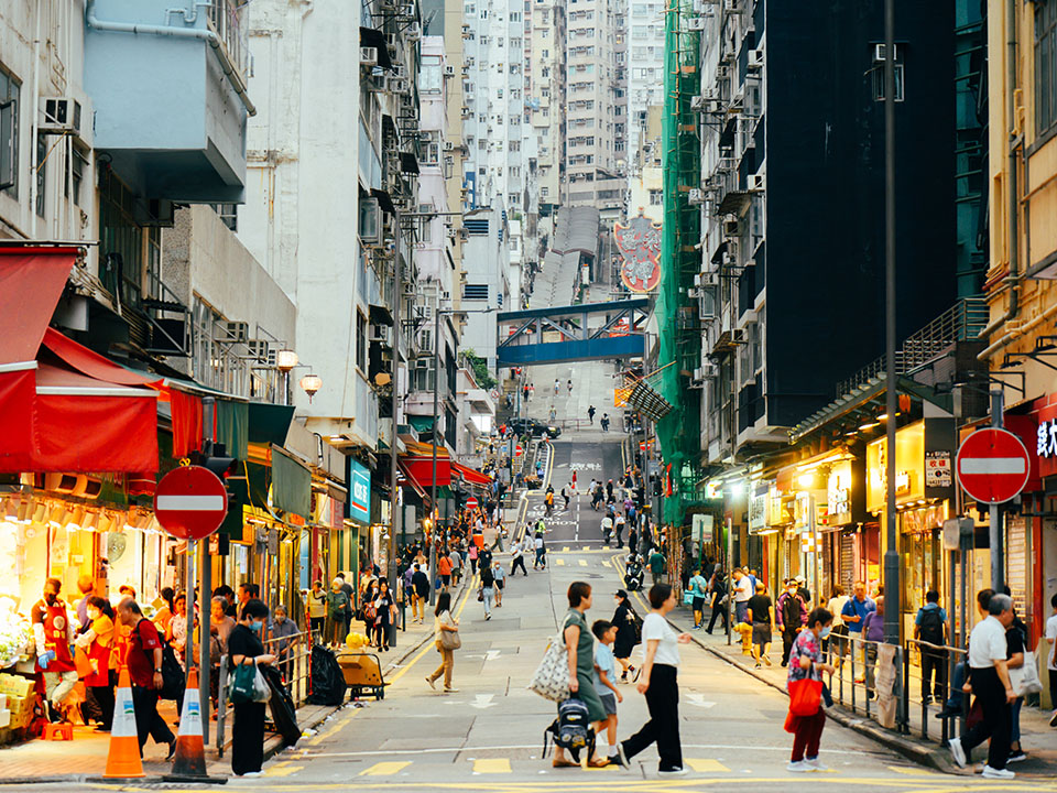 Centre Street in Sai Ying Pun is one of the steepest roads in Hong Kong