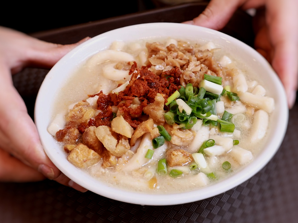 Bowl of Block 18 Doggie’s Noodles being served